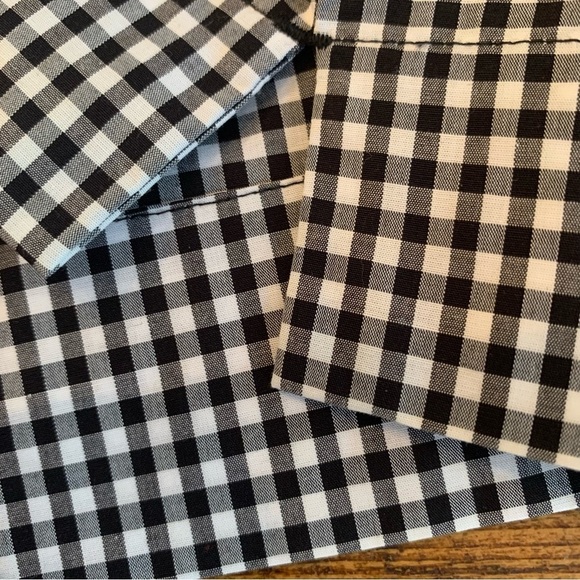 Ann Taylor Gingham Flutter Sleeve Black & White Yellow Embroidered Sleeve Sz M - Picture 8 of 8